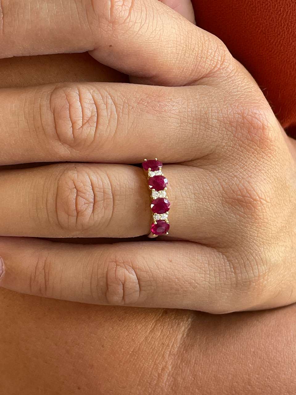 DRAPER alianza oro blanco zafiros rubies o esmeraldas con brillantes