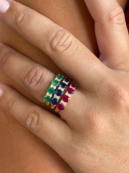 DRAPER alianza oro blanco zafiros rubies o esmeraldas con brillantes