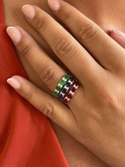 DRAPER alianza oro blanco zafiros rubies o esmeraldas con brillantes