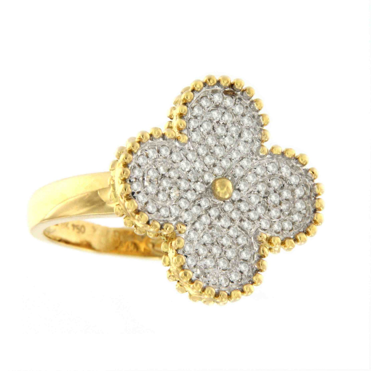 CHARLESTON, gold ring in the shape of a four-leaf clover