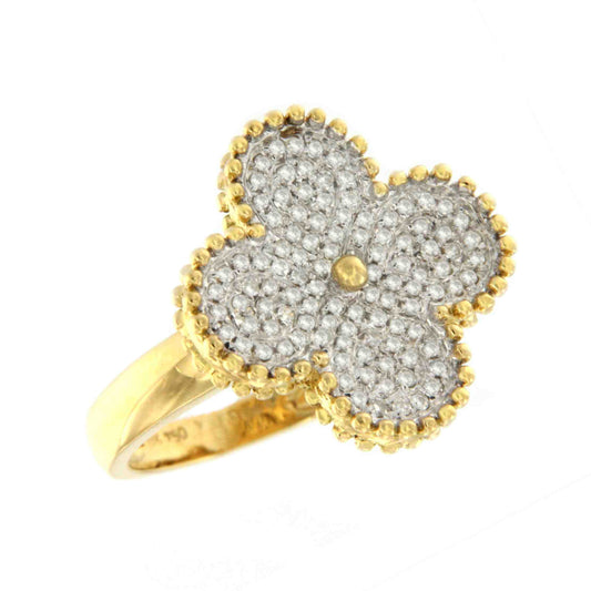 CHARLESTON, anillo de oro con la forma de un trébol de cuatro hojas