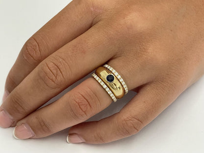 LEMOS, anillo en oro de 18 kilates con centro brillante o zafiro