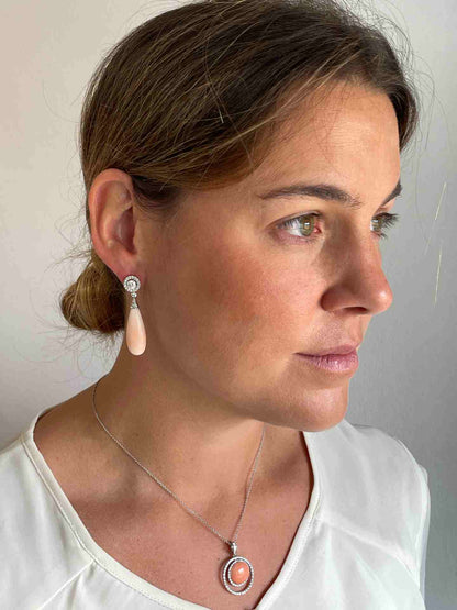 Tomatillo pendant, 18k white gold charm, diamonds and emerald