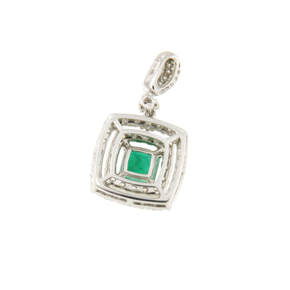 Colgante TOMATILLO  dije oro blanco 18 ktes brillantes y esmeralda