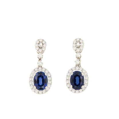 TORTOLI long earrings with diamonds and sapphires in 18k white gold
