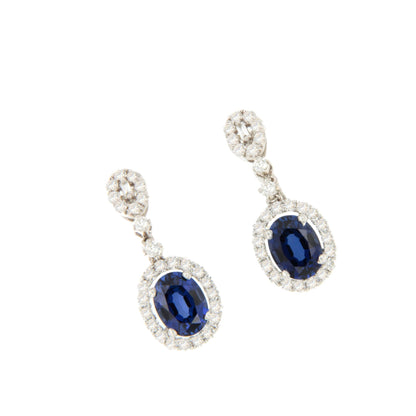 TORTOLI long earrings with diamonds and sapphires in 18k white gold