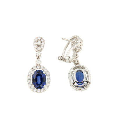 TORTOLI long earrings with diamonds and sapphires in 18k white gold