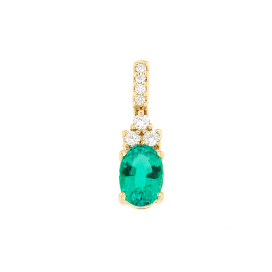 Colgante CHESTER dije oro amarillo 18 ktes brillantes y esmeralda