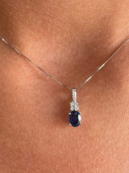 BUDONI pendant, 18k white gold charm with diamonds and sapphire