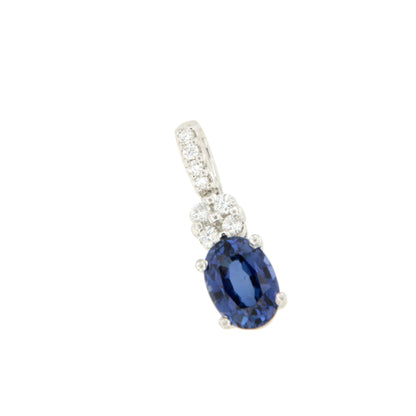 BUDONI pendant, 18k white gold charm with diamonds and sapphire