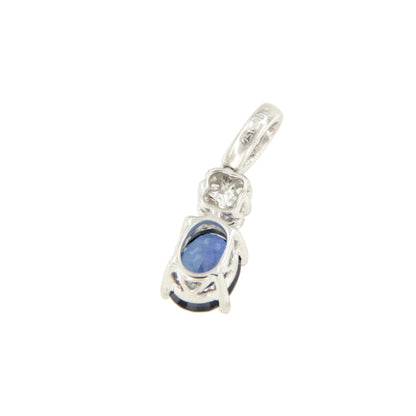 BUDONI pendant, 18k white gold charm with diamonds and sapphire