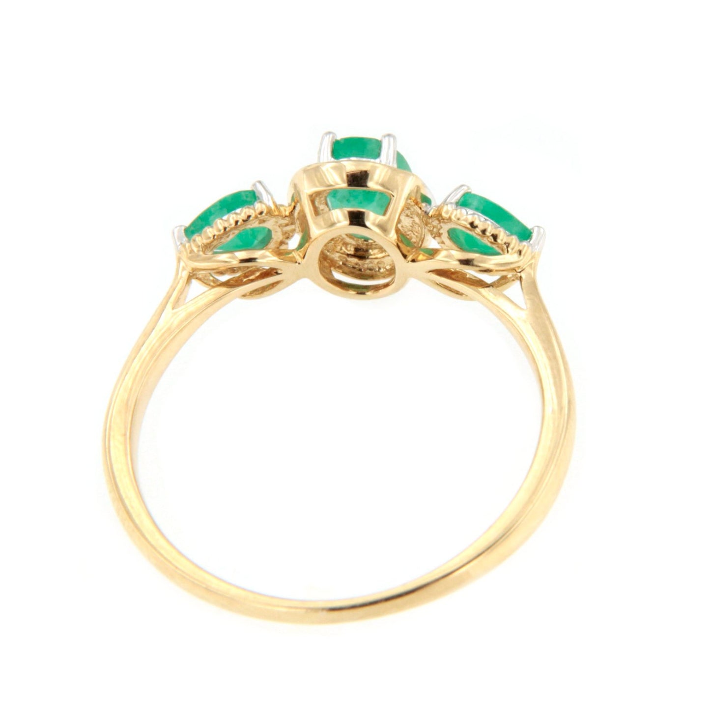 Anillo LUMARA con brillantes en oro amarillo de 14 ktes y esmeraldas