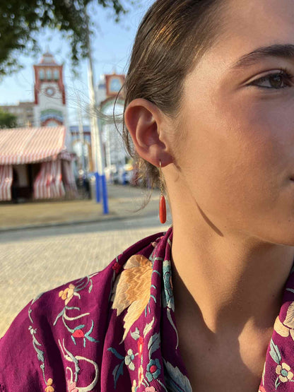 Pendientes PASTORA de coral y oro 18 kilates