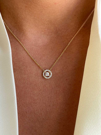 LINZ 18 Karat white gold chain with diamond solitaire.