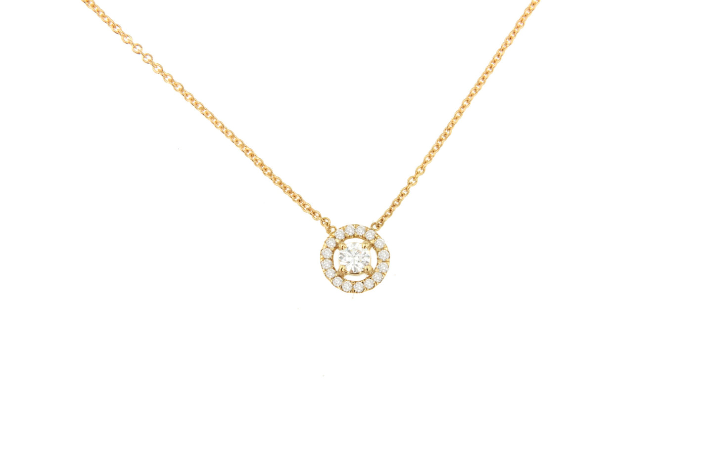 LINZ 18 Karat white gold chain with diamond solitaire.