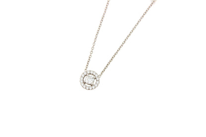 LINZ 18 Karat white gold chain with diamond solitaire.