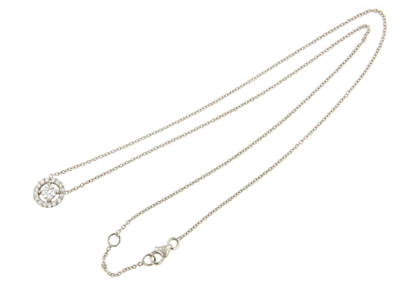 LINZ 18 Karat white gold chain with diamond solitaire.