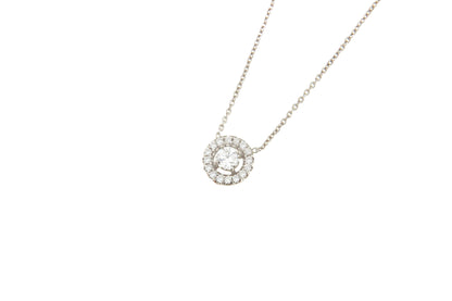 LINZ 18 Karat white gold chain with diamond solitaire.