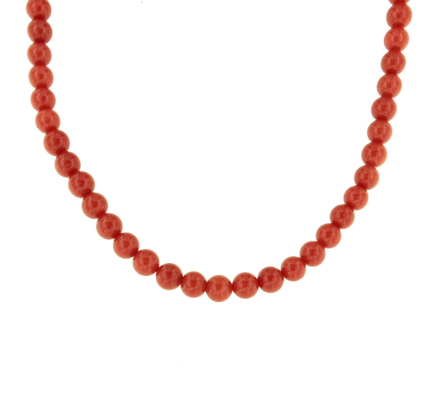 Gargantilla COMPAS de bolas de coral engarzados con cierre oro 18 ktes