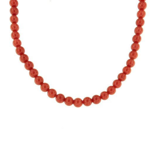 Bamboo choker with coral branches and 18k gold clasps