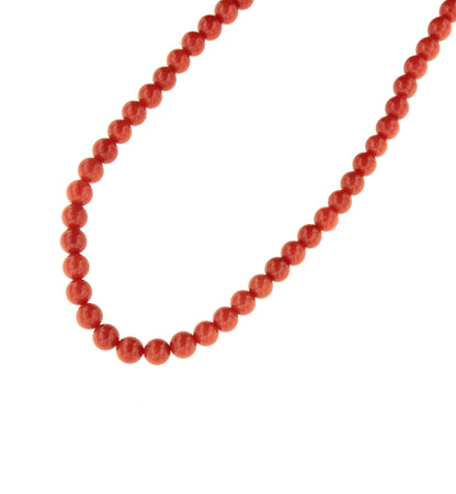 Gargantilla COMPAS de bolas de coral engarzados con cierre oro 18 ktes