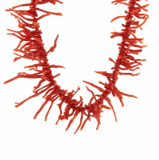 Bamboo choker with coral branches and 18k gold clasps