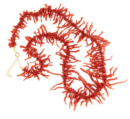 Collar MANGLE de ramas corales engarzados  con cierre de plata de ley