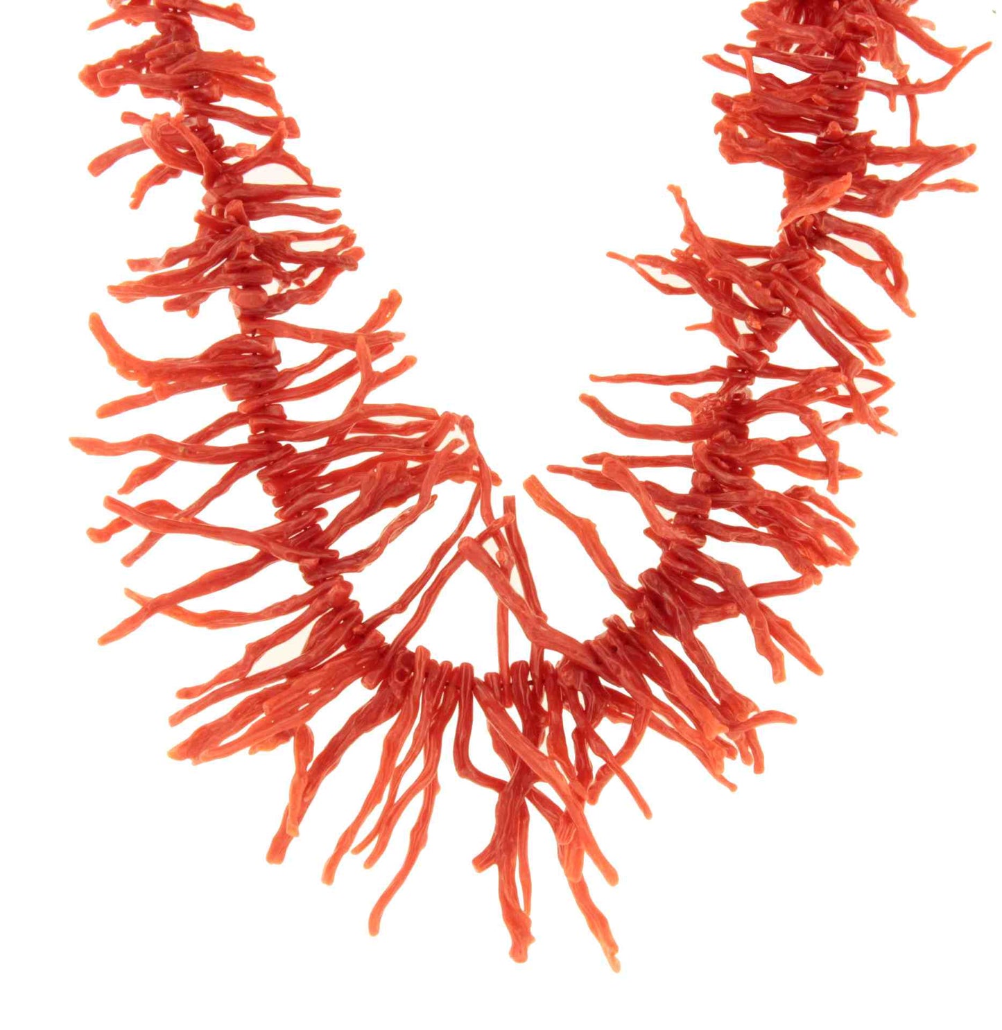 Bamboo choker with coral branches and 18k gold clasps