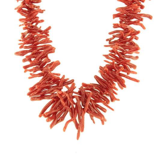 Bamboo choker with coral branches and 18k gold clasps