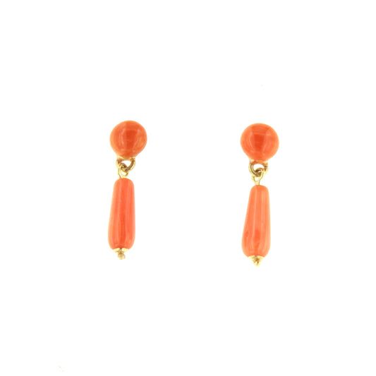 FINGI earring in 18-karat yellow gold and coral beads.