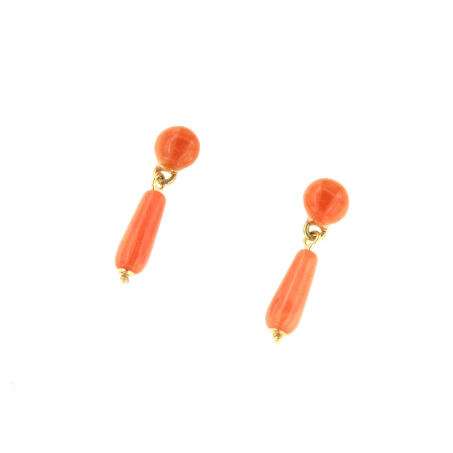 FINGI earring in 18-karat yellow gold and coral beads.