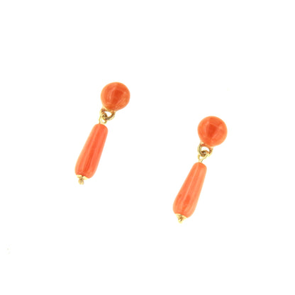 FINGI earring in 18-karat yellow gold and coral beads.