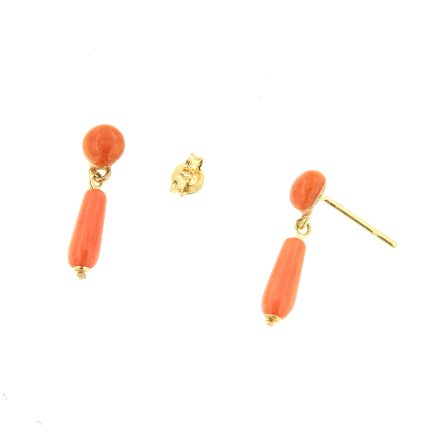 FINGI earring in 18-karat yellow gold and coral beads.