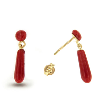 FINGI earring in 18-karat yellow gold and coral beads.