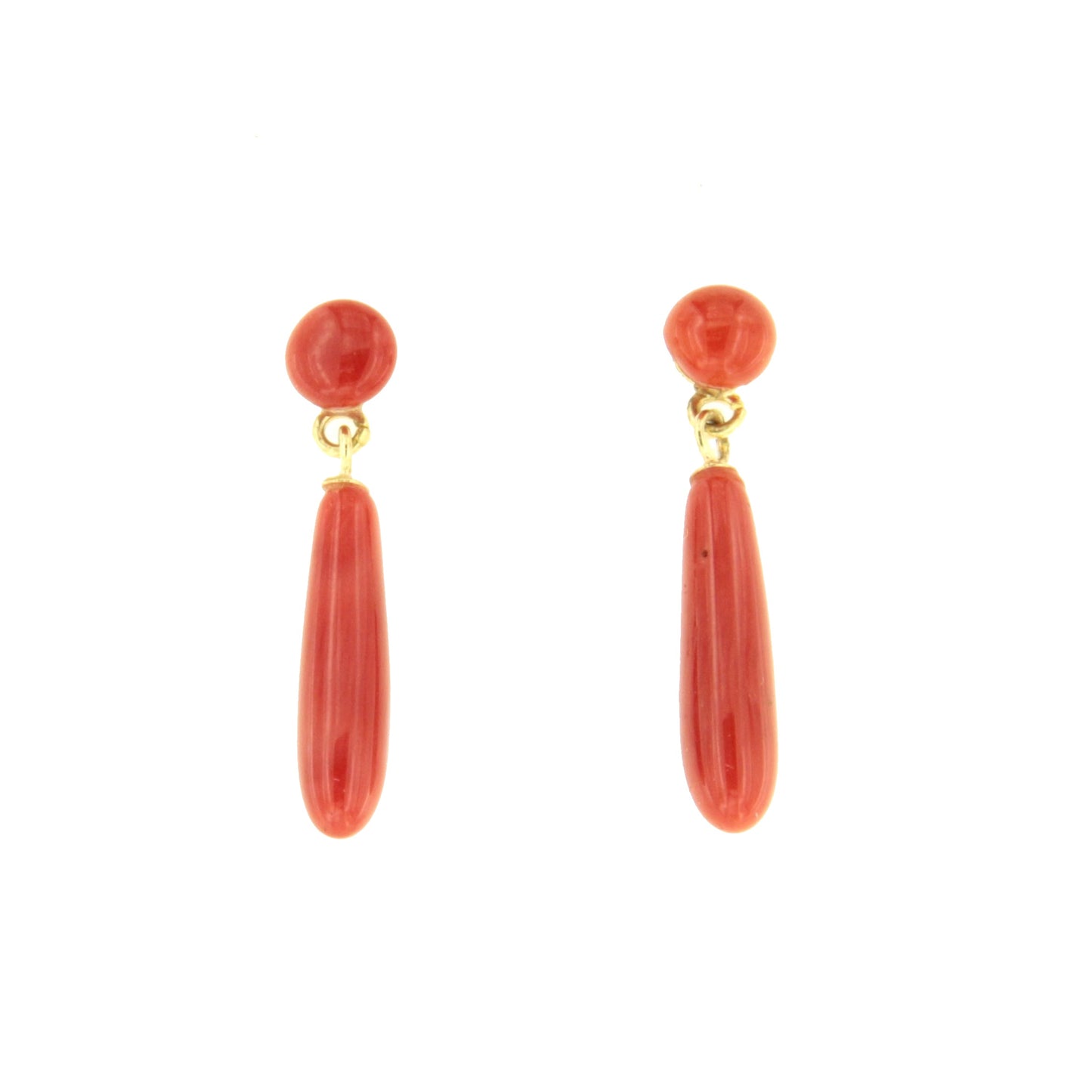 FINGI earring in 18-karat yellow gold and coral beads.