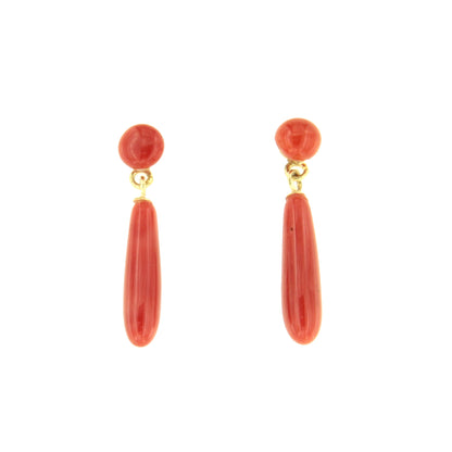 FINGI earring in 18-karat yellow gold and coral beads.