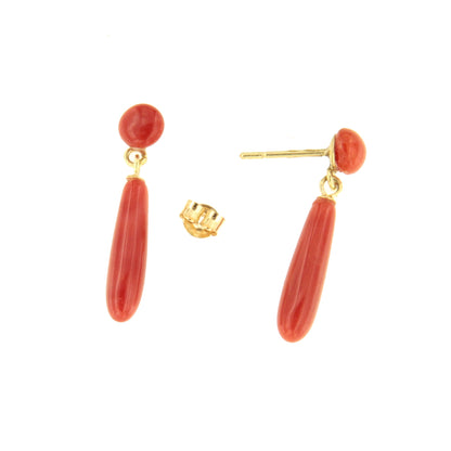 FINGI earring in 18-karat yellow gold and coral beads.