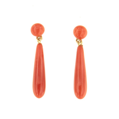 FINGI earring in 18-karat yellow gold and coral beads.