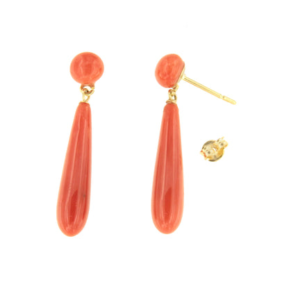 FINGI earring in 18-karat yellow gold and coral beads.