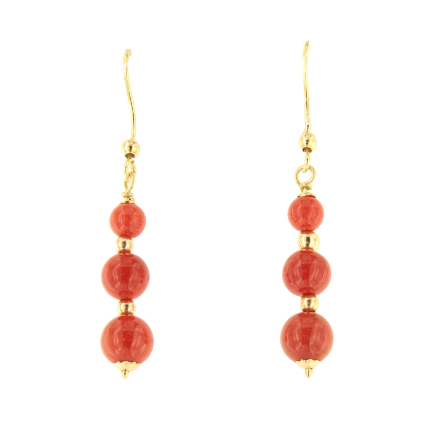 FINGI earring in 18-karat yellow gold and coral beads.