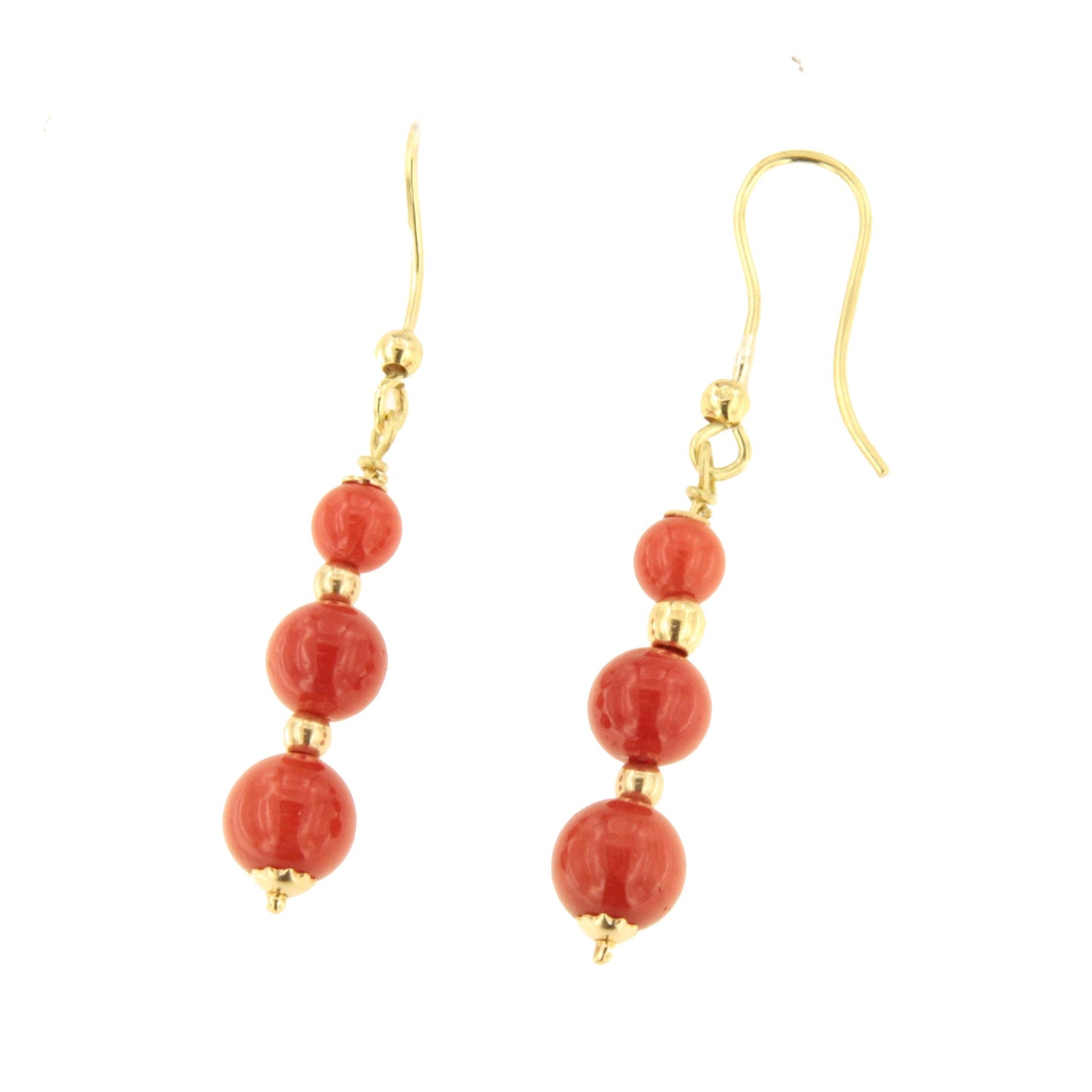FINGI earring in 18-karat yellow gold and coral beads.