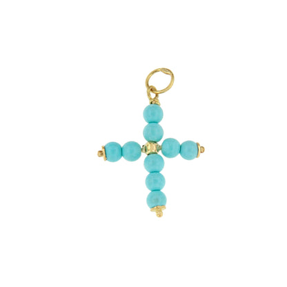 Colgante cruz OASIS de oro de 18 kilates y turquesa
