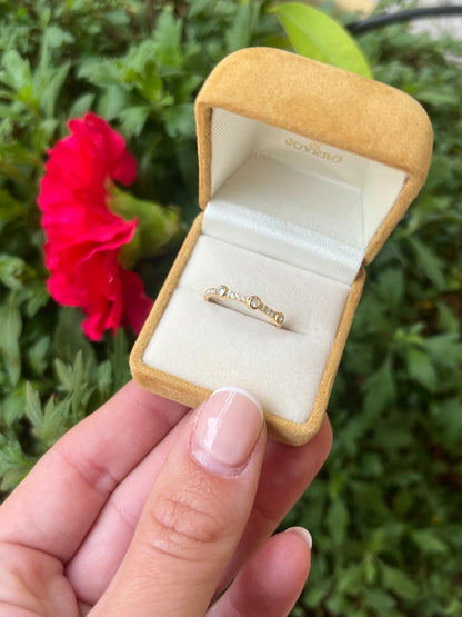 Media alianza BOMBON en oro amarillo con brillantes