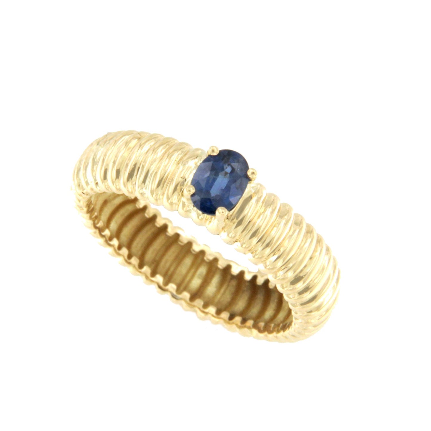 Anillo PAULINA rubí, zafiro, esmeralda en oro amarillo de 18 kilates galloneado