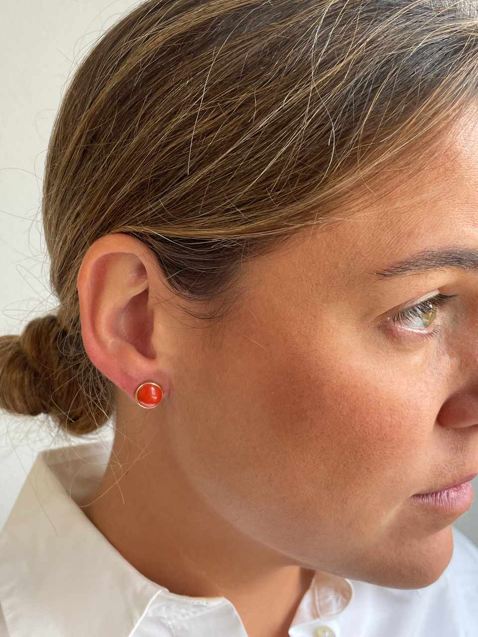 Pendientes RAMO de coral en oro amarillo de 18 kilates y brillantes