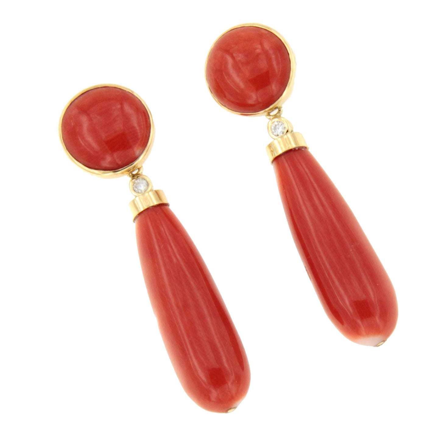 Pendientes RAMO de coral en oro amarillo de 18 kilates y brillantes