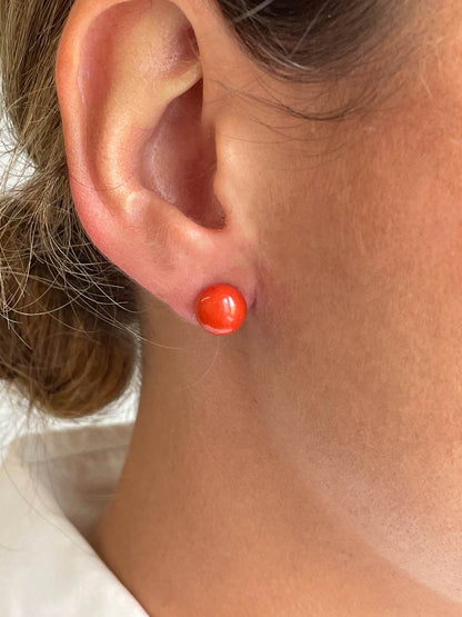 Pendientes GRANA desmontables de coral en oro amarillo de 18 kilates