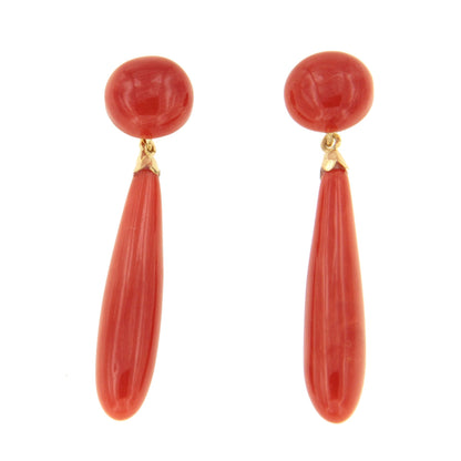 Pendientes GRANA desmontables de coral en oro amarillo de 18 kilates
