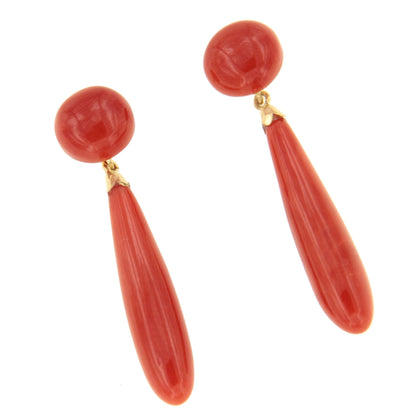 Pendientes GRANA desmontables de coral en oro amarillo de 18 kilates