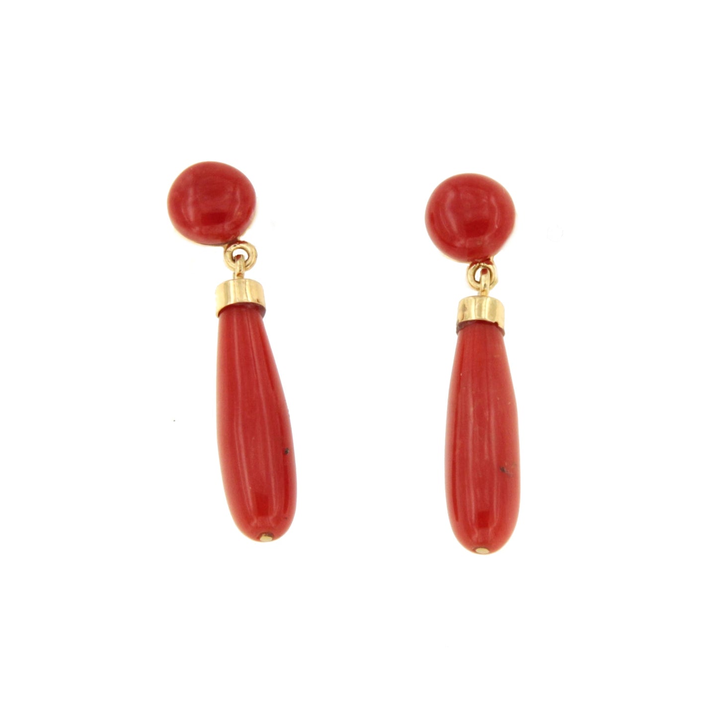 Pendientes MILOR de coral en oro amarillo de 18 kilates